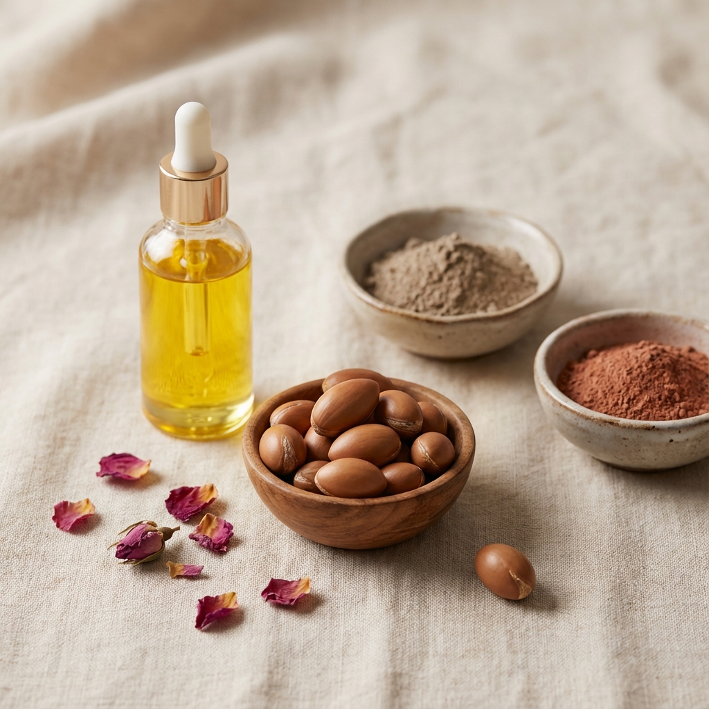 Wholesale organic Moroccan cosmetics — argan oil, prickly pear seed oil, black soap and natural beauty ingredients sourced from cooperatives